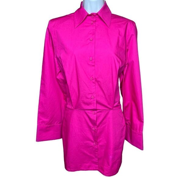 The Attico Wide Sleeve Cotton Shirt Dress in Bouganville NWT Size 36 - Picture 8 of 14